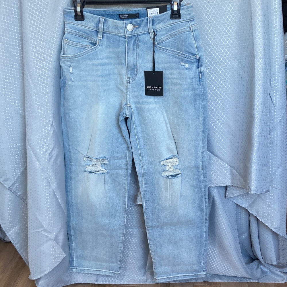 Simply Vera Vera Wang jean boyfriend crop jean distressed w authentic stretch 2 - Picture 16 of 17